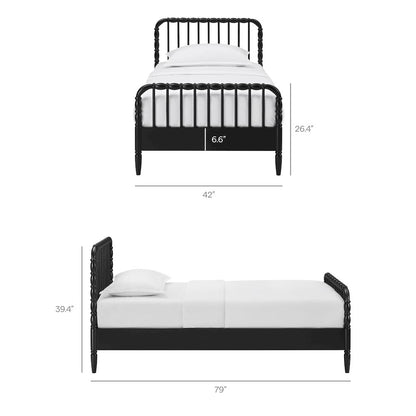 Arlette Twin Size Wood Spindle Bed Frame - Black