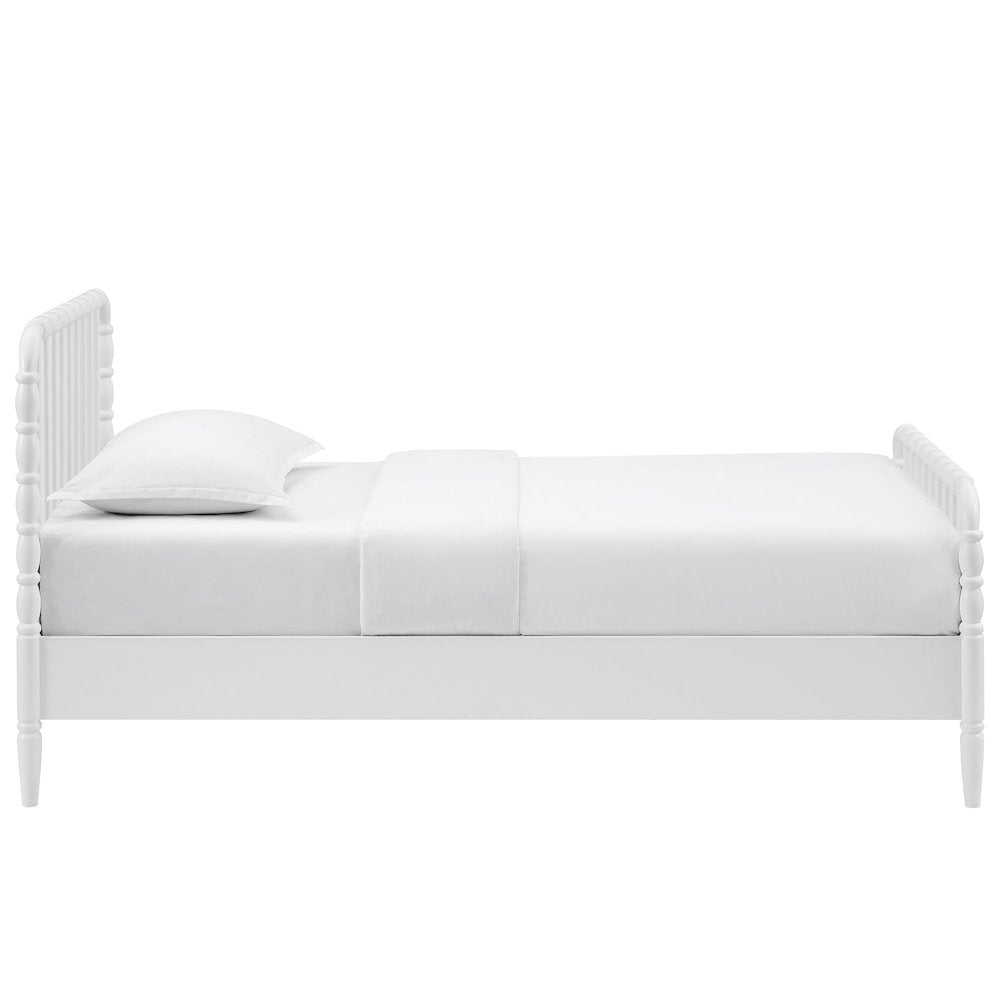 Arlette Twin Size Wood Spindle Bed Frame - White
