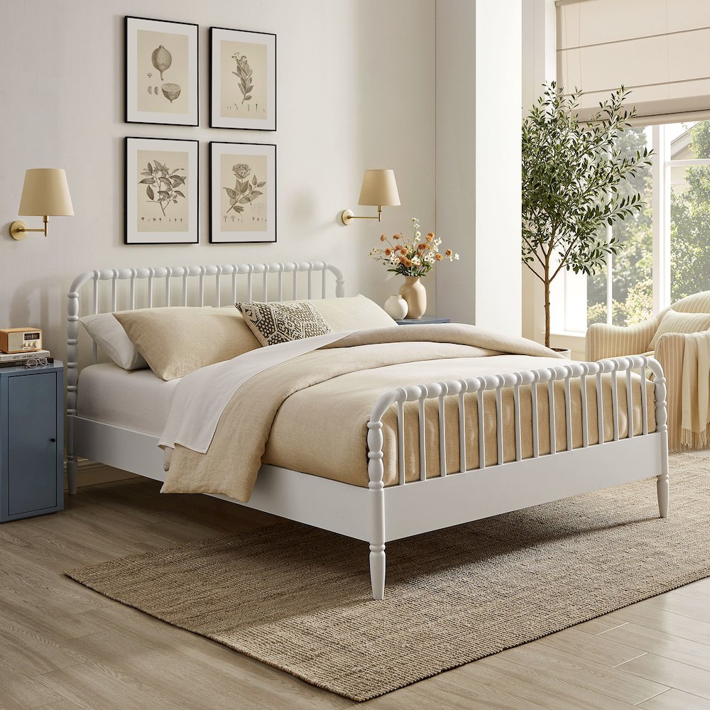 Arlette Full Size Wood Spindle Bed Frame - White