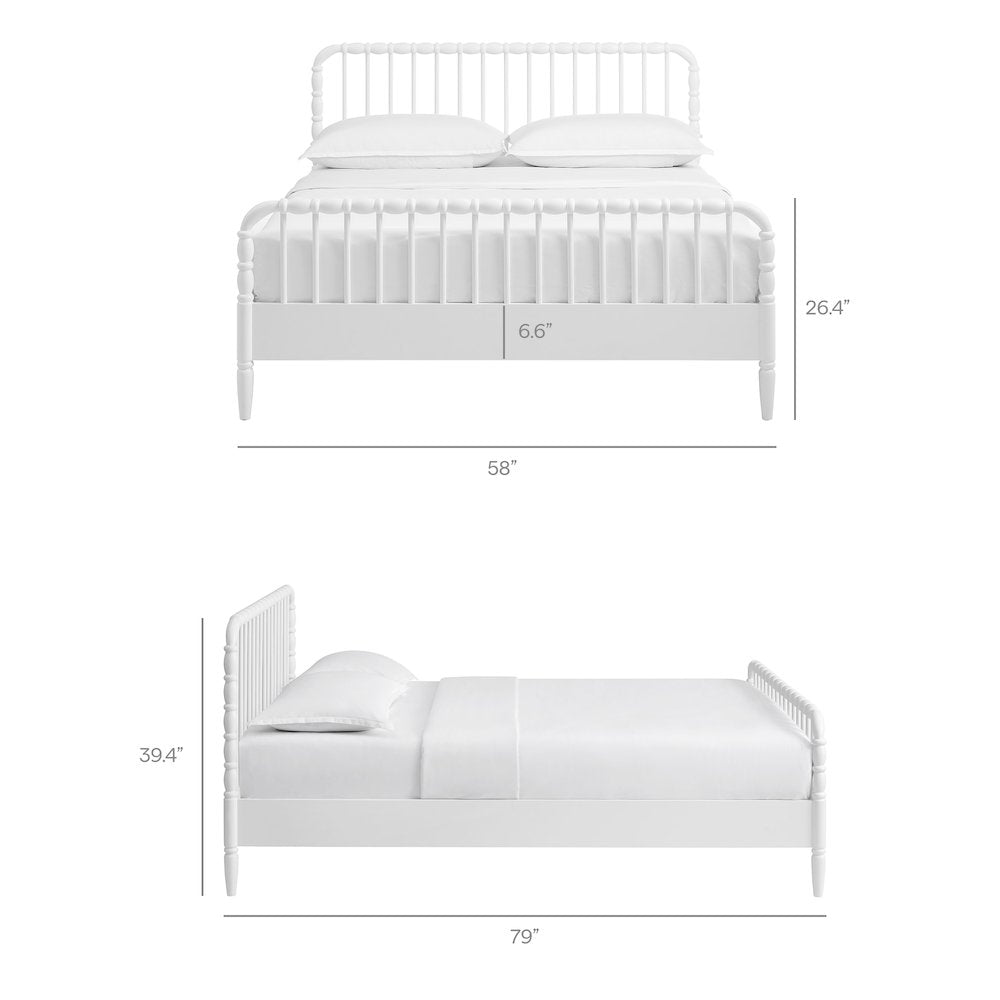 Arlette Full Size Wood Spindle Bed Frame - White