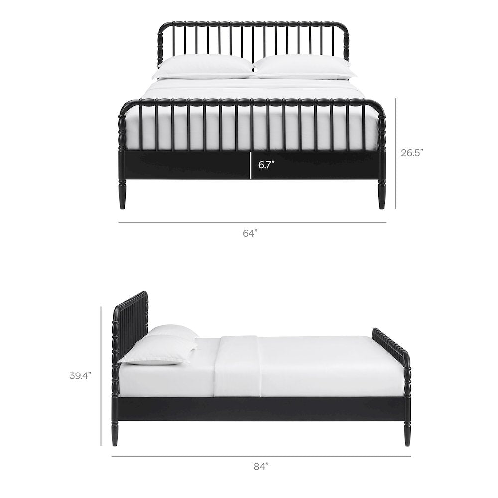Arlette Queen Size Wood Spindle Bed Frame - Black