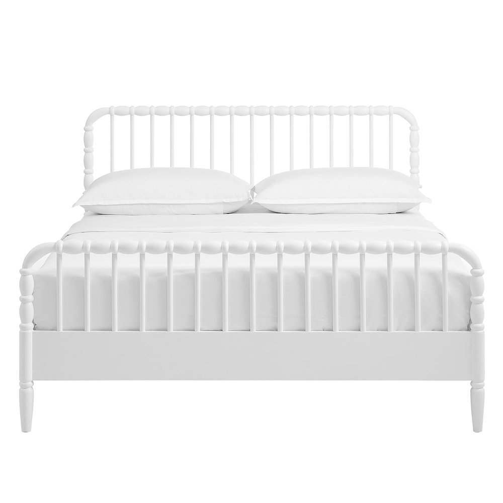 Arlette Queen Size Wood Spindle Bed Frame - White