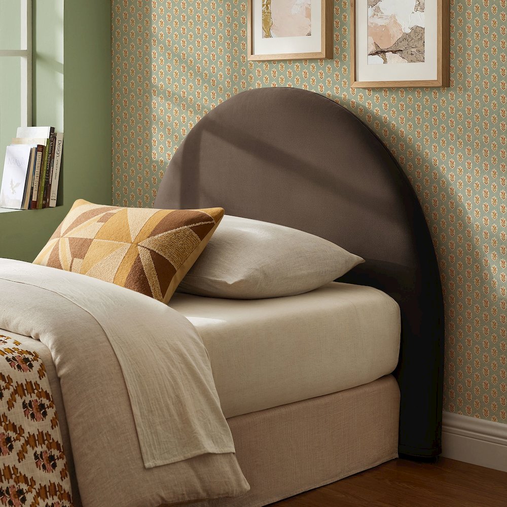 Resort Twin Performance Velvet Arched Headboard - Chocolate Brown