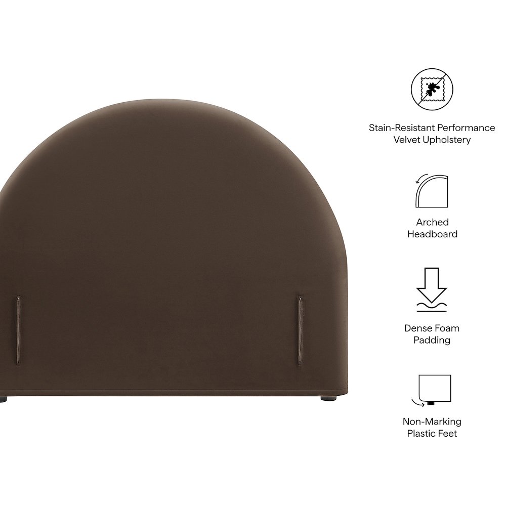 Resort Twin Performance Velvet Arched Headboard - Chocolate Brown