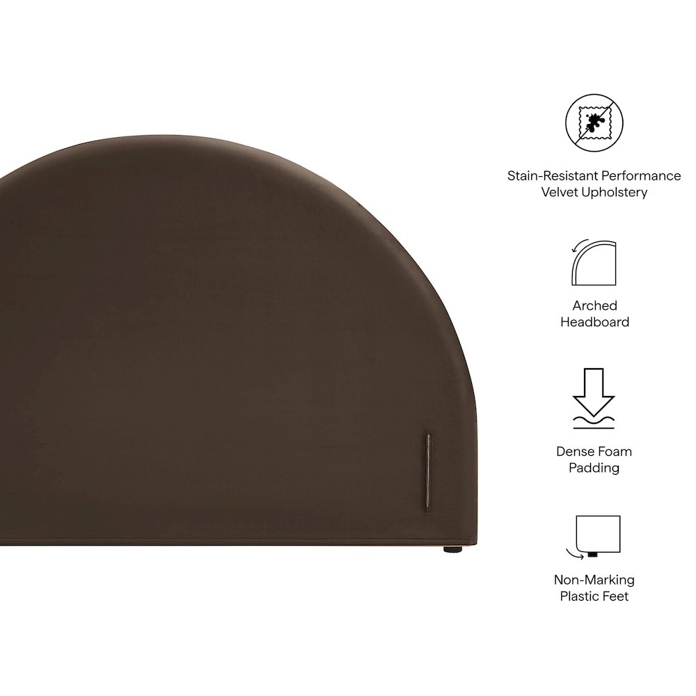 Resort Full Performance Velvet Arched Headboard - Chocolate Brown