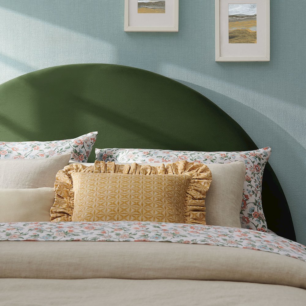Resort Full Performance Velvet Arched Headboard - Moss Green