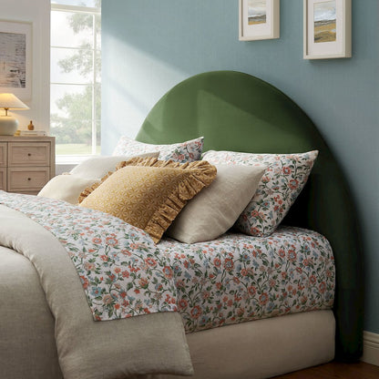 Resort Full Performance Velvet Arched Headboard - Moss Green