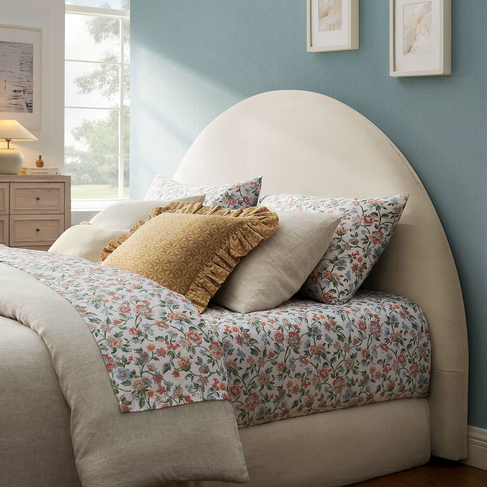 Resort Queen Performance Velvet Arched Headboard - Alabaster