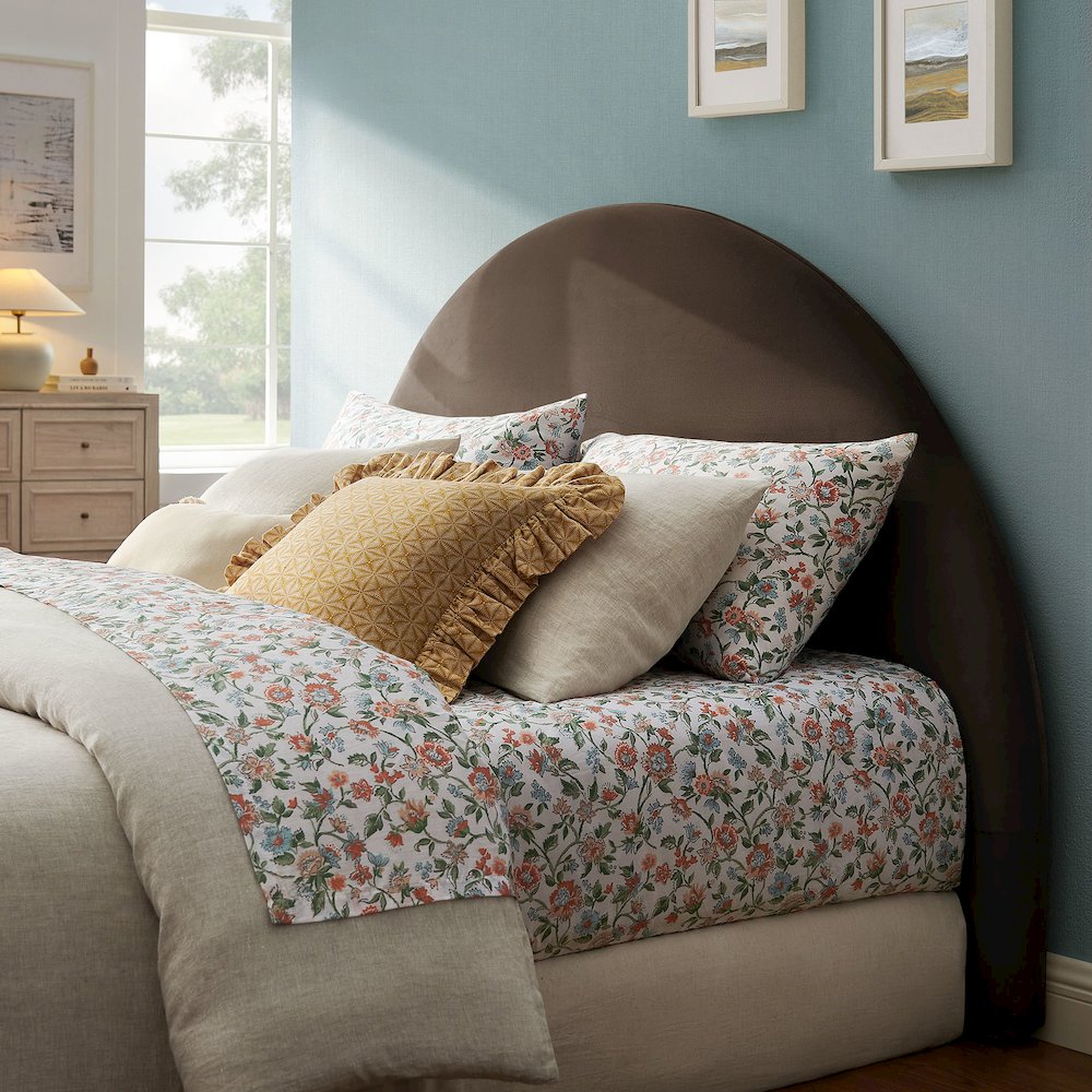 Resort Queen Performance Velvet Arched Headboard - Chocolate Brown
