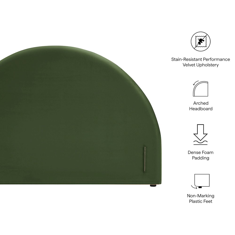 Resort King Performance Velvet Arched Headboard - Moss Green
