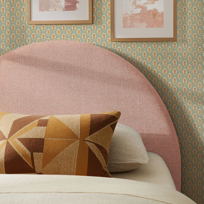 Resort Twin Size Upholstered Fabric Arched Headboard - Blush