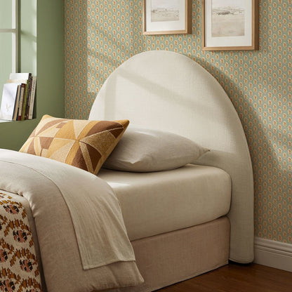 Resort Twin Size Upholstered Fabric Arched Headboard - Ecru