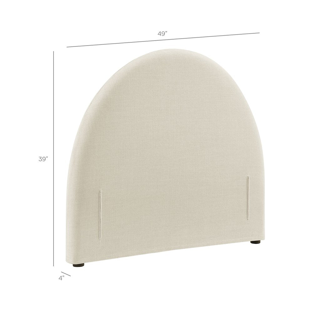 Resort Twin Size Upholstered Fabric Arched Headboard - Ecru