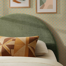 Resort Twin Size Upholstered Fabric Arched Headboard - Foliage