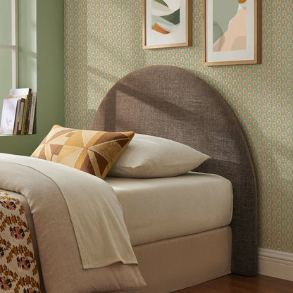 Resort Twin Size Upholstered Fabric Arched Headboard - Mocha