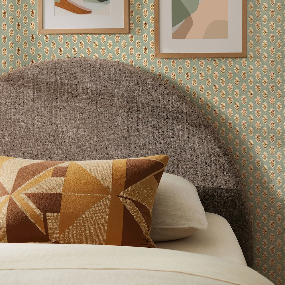 Resort Twin Size Upholstered Fabric Arched Headboard - Mocha
