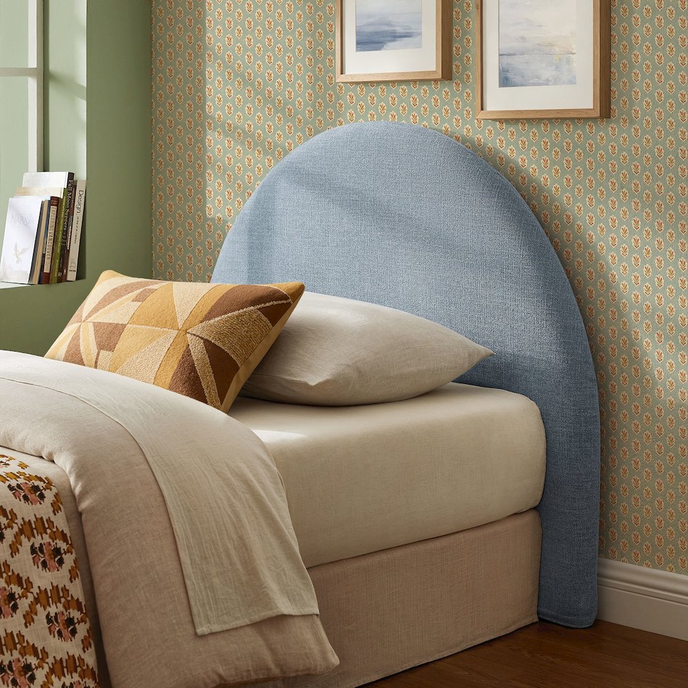 Resort Twin Size Upholstered Fabric Arched Headboard - Sky