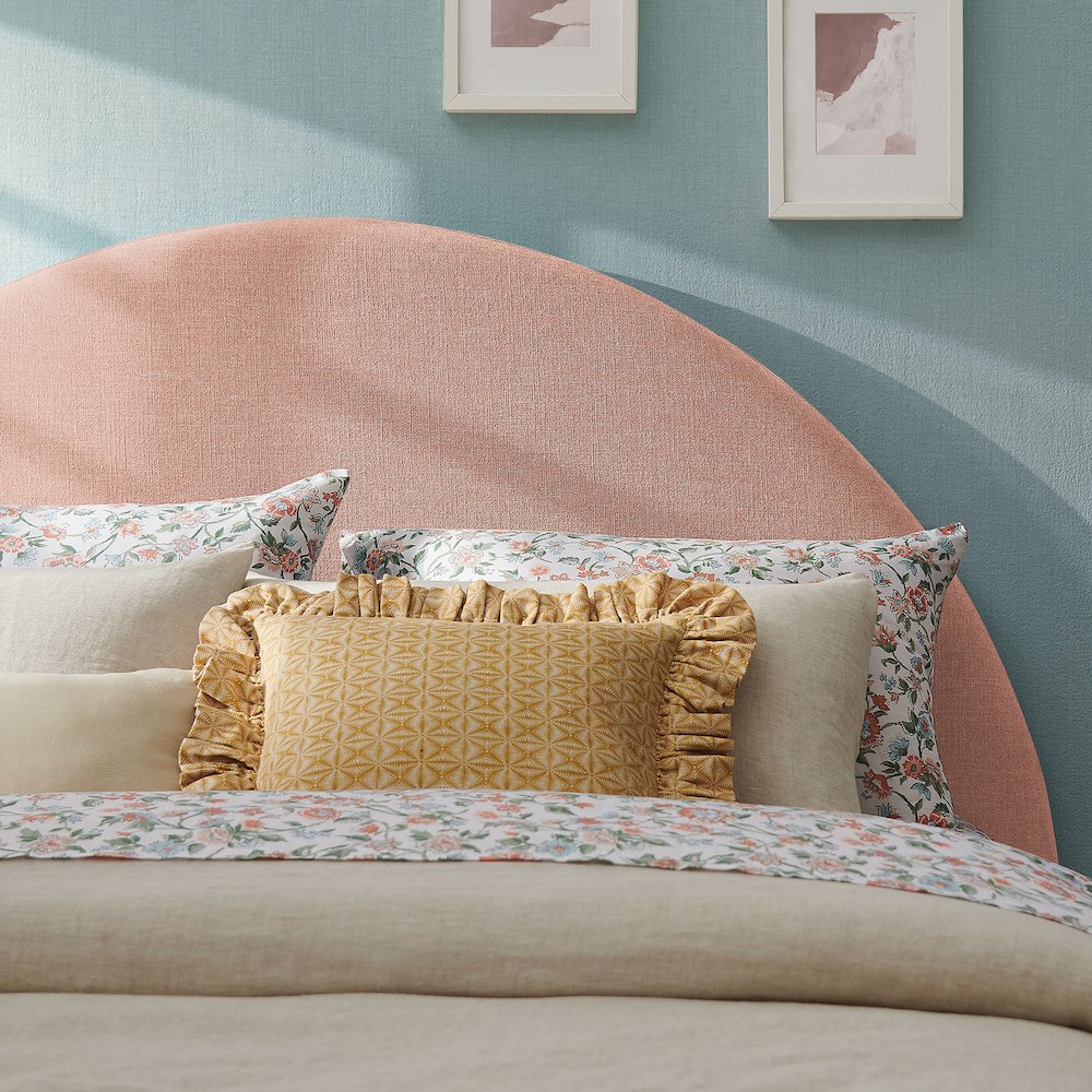 Resort Full Size Upholstered Fabric Arched Headboard - Blush