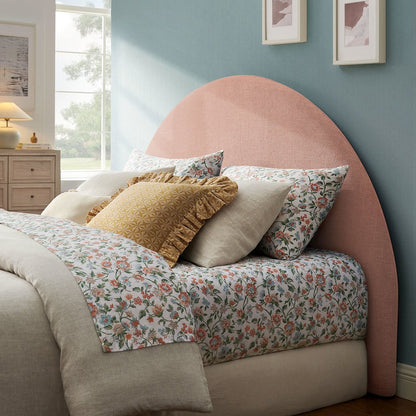 Resort Full Size Upholstered Fabric Arched Headboard - Blush