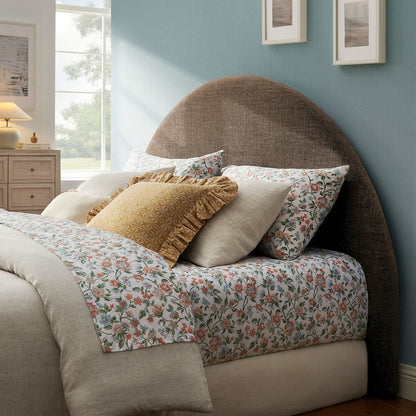Resort Queen Size Upholstered Fabric Arched Headboard - Mocha