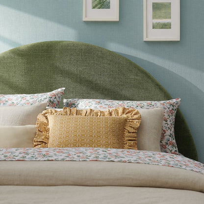 Resort King Size Upholstered Fabric Arched Headboard - Foliage