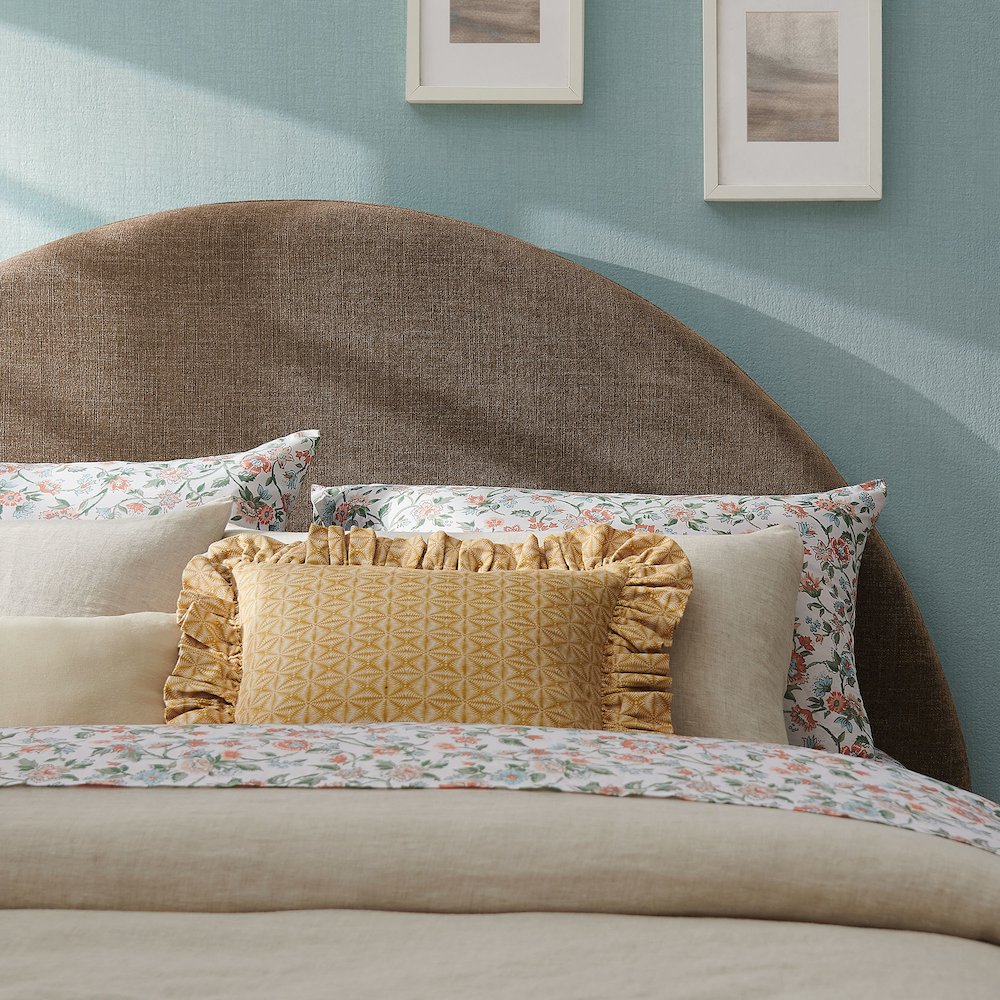 Resort King Size Upholstered Fabric Arched Headboard - Mocha