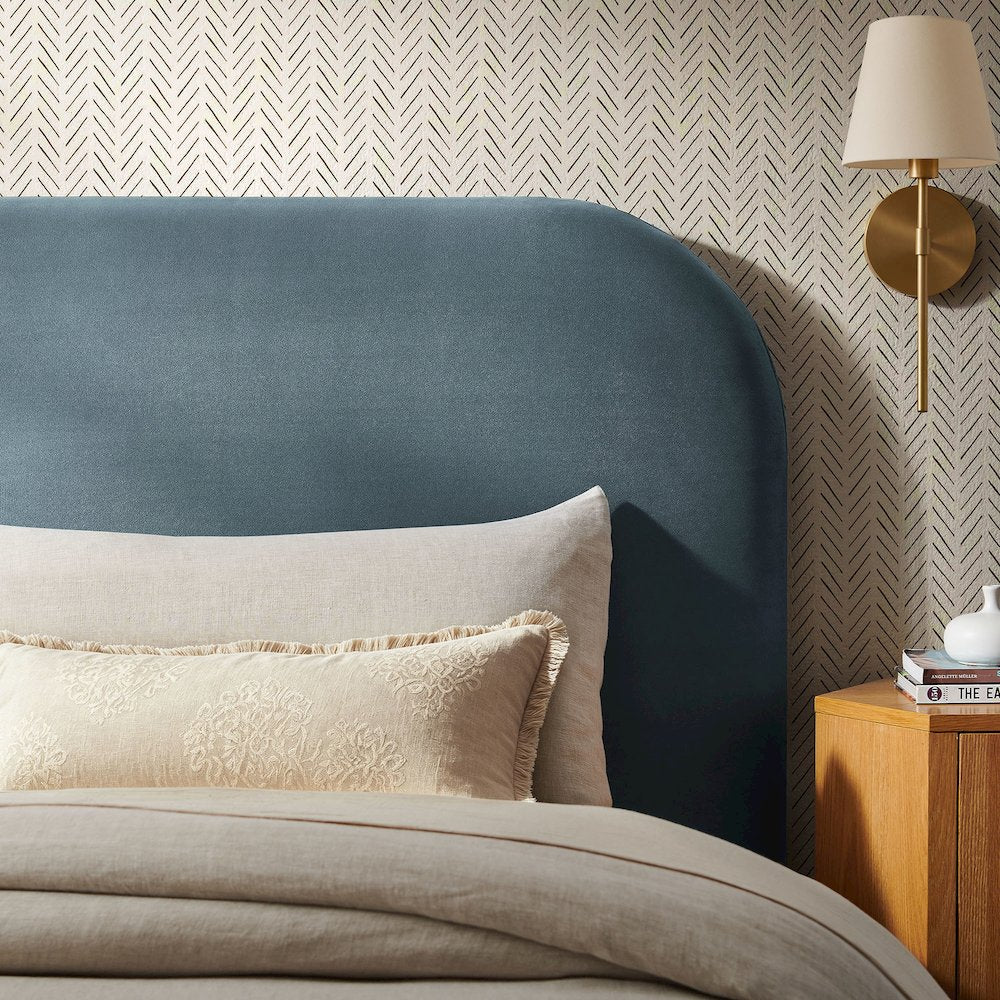 Keynote Twin Stain-Resistant Performance Velvet Headboard - Cadet Blue