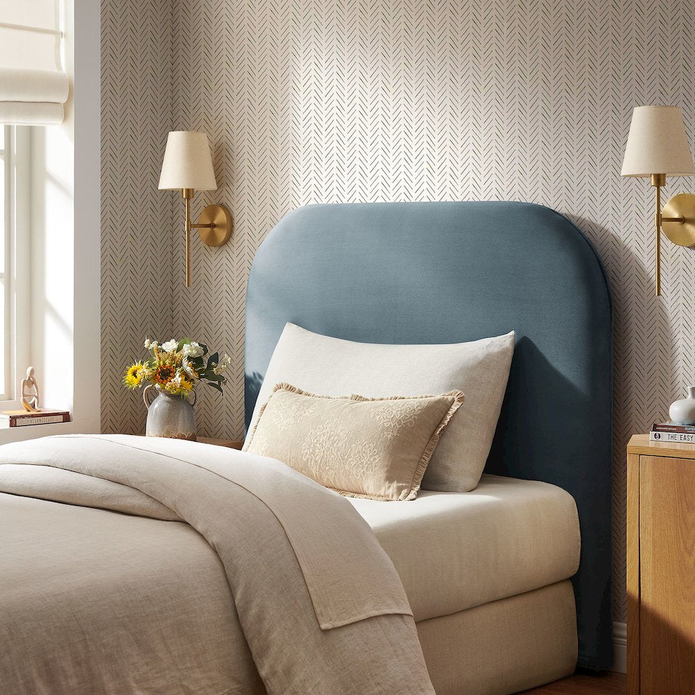 Keynote Twin Stain-Resistant Performance Velvet Headboard - Cadet Blue