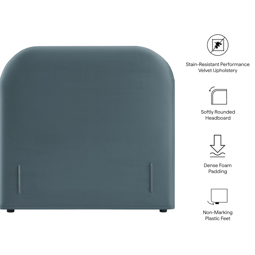 Keynote Twin Stain-Resistant Performance Velvet Headboard - Cadet Blue