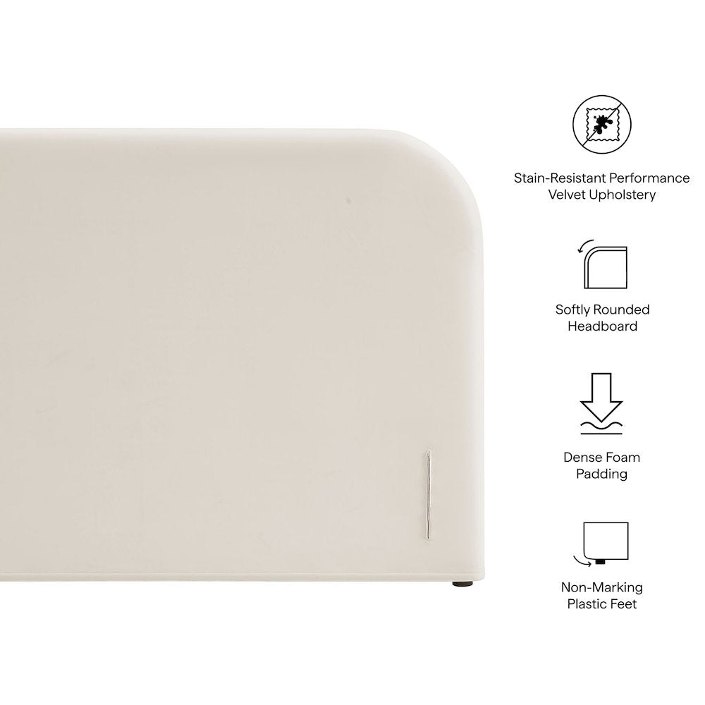 Keynote Full Performance Velvet Headboard - Alabaster