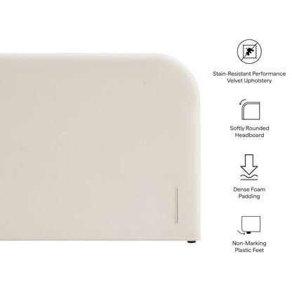 Keynote Full Performance Velvet Headboard - Alabaster