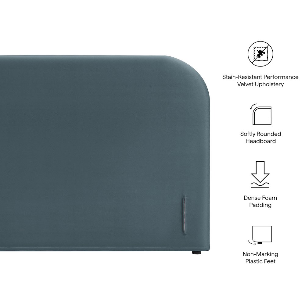 Keynote Full Performance Velvet Headboard - Cadet Blue