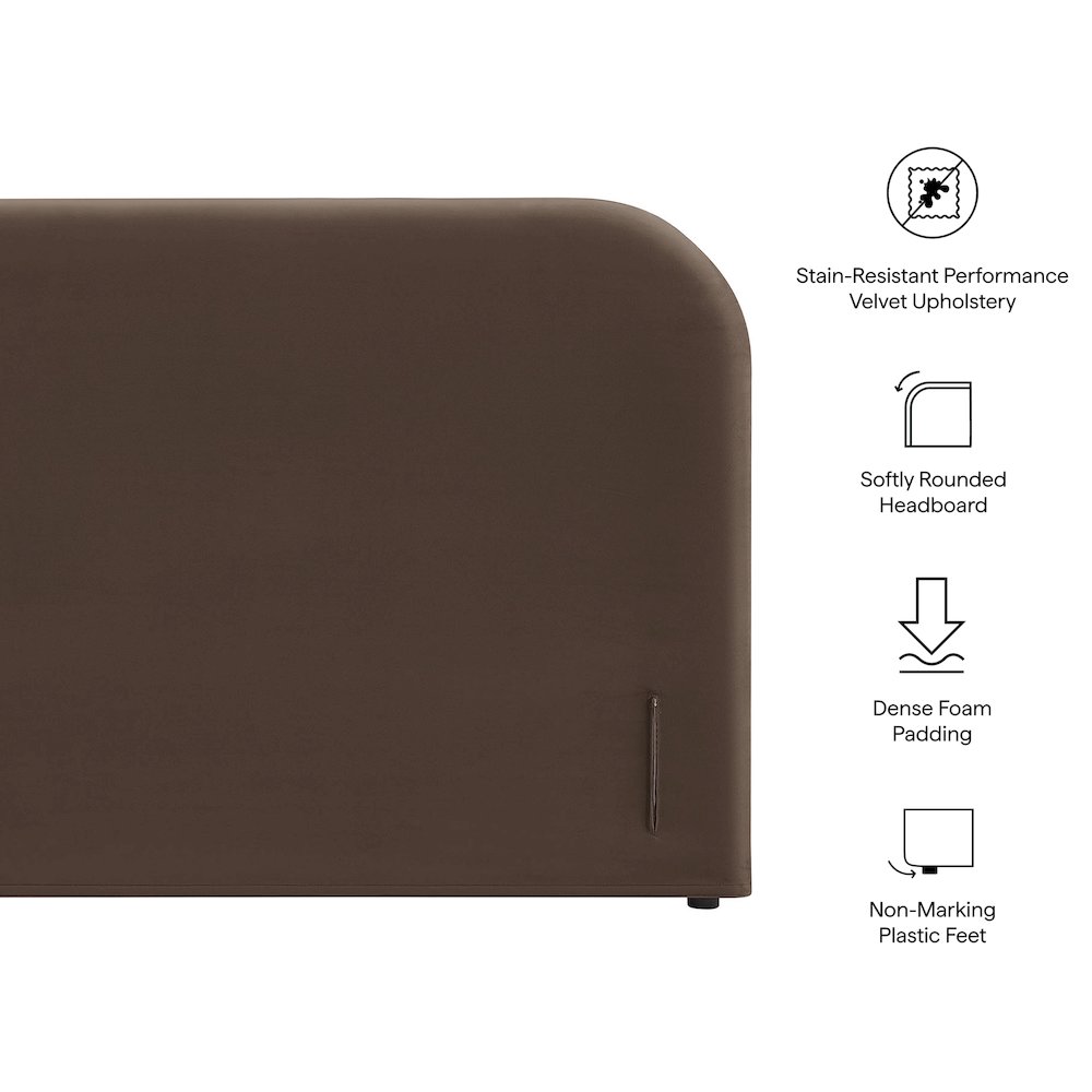 Keynote Full Performance Velvet Headboard - Chocolate Brown