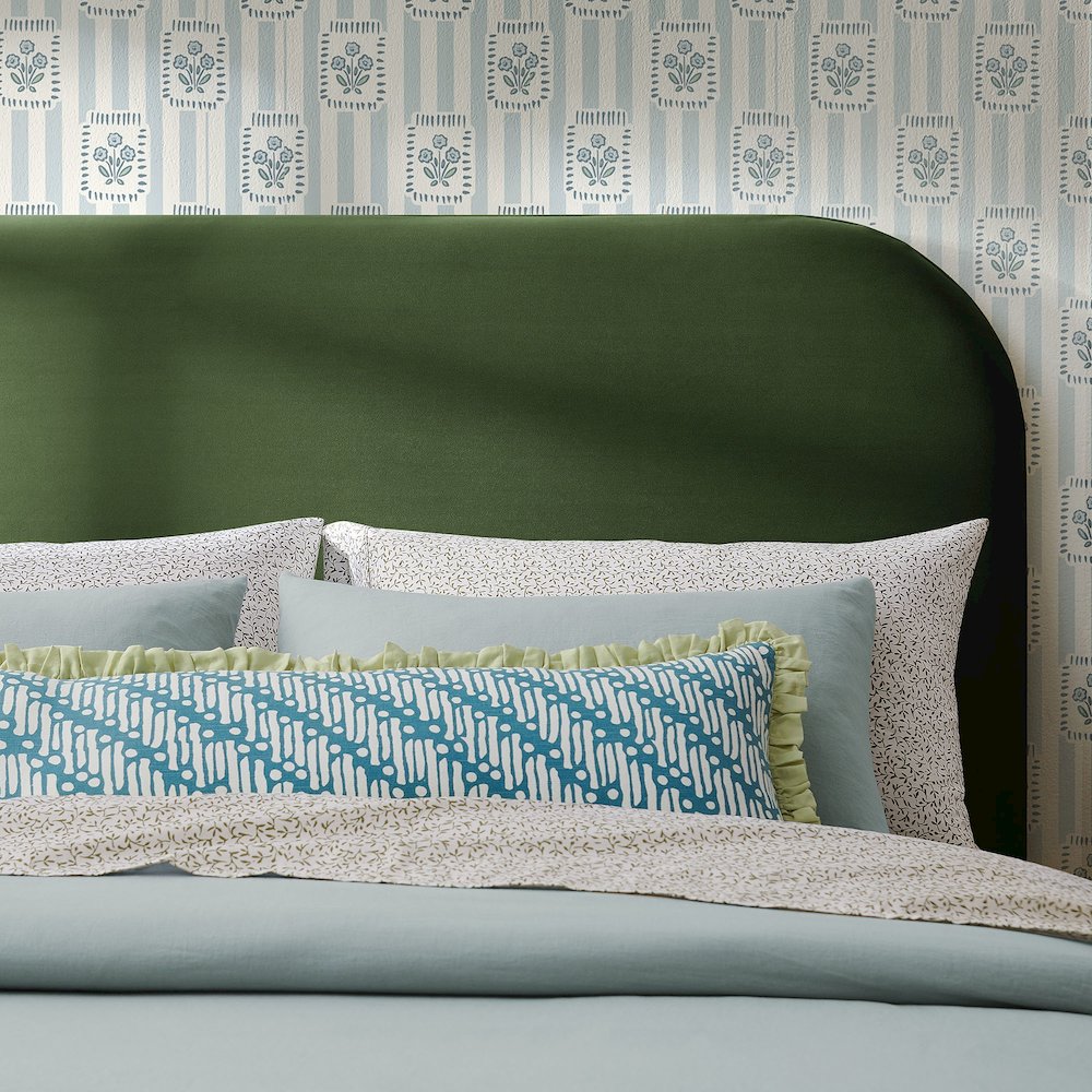 Keynote Full Performance Velvet Headboard - Moss Green