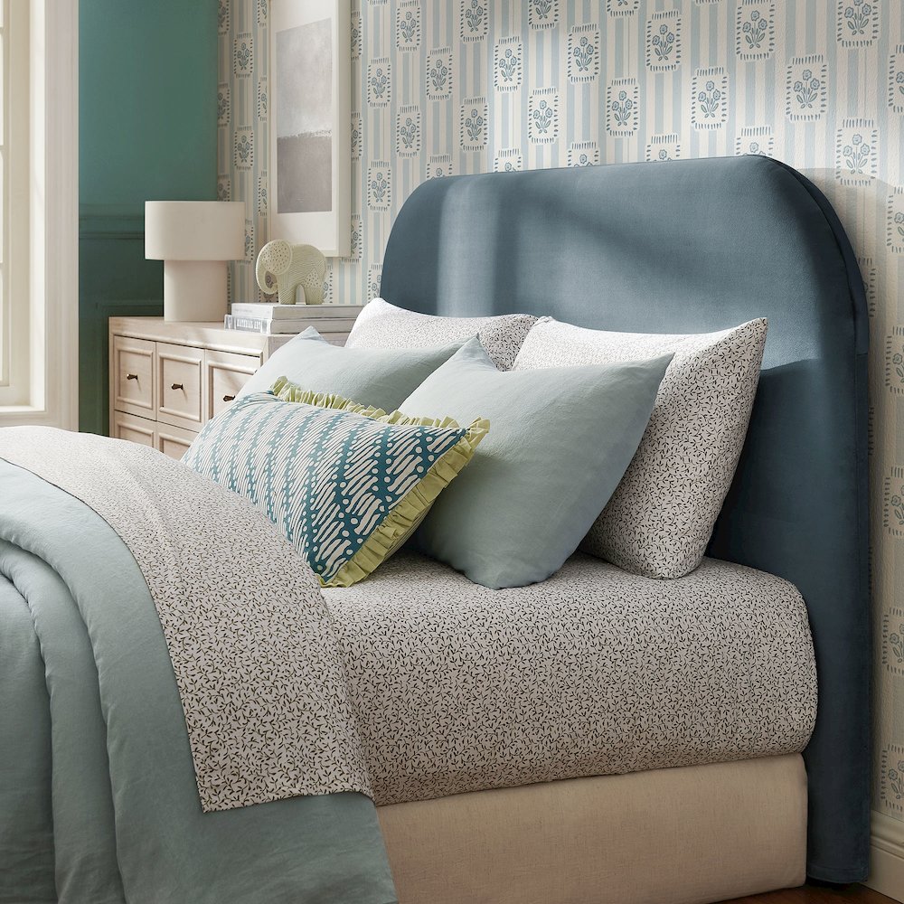Keynote King Performance Velvet Headboard - Cadet Blue