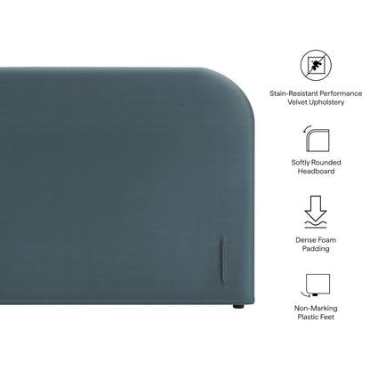 Keynote King Performance Velvet Headboard - Cadet Blue