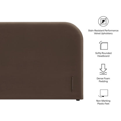 Keynote King Performance Velvet Headboard - Chocolate Brown