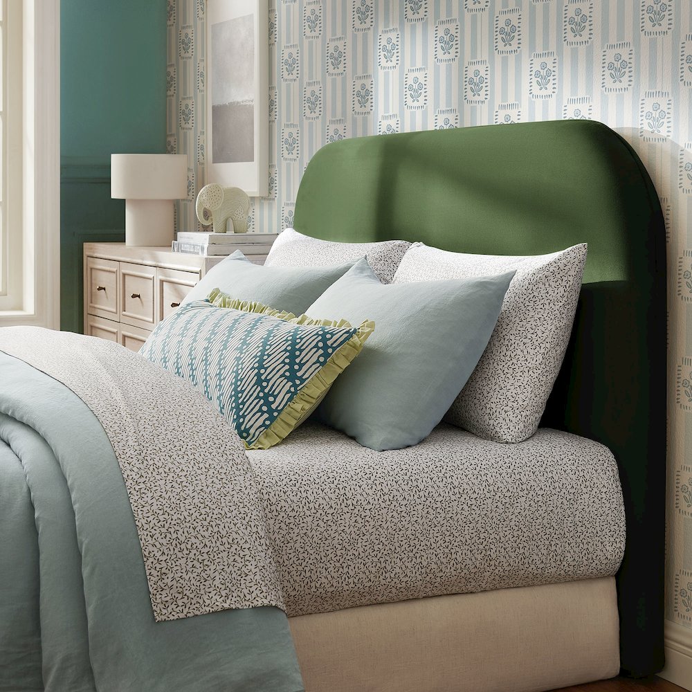 Keynote King Performance Velvet Headboard - Moss Green