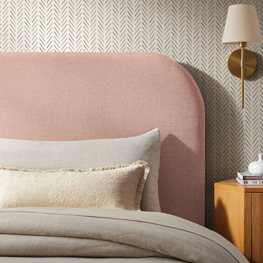 Keynote Twin Size Upholstered Fabric Headboard - Blush