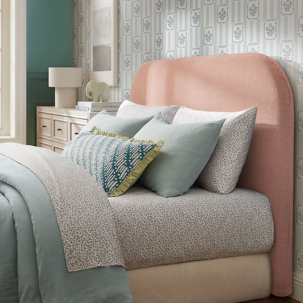 Keynote King Size Upholstered Fabric Headboard - Blush