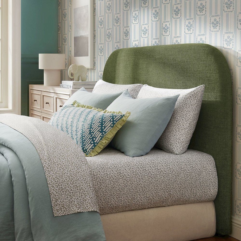 Keynote King Size Upholstered Fabric Headboard - Foliage