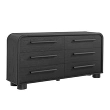 Bellamy Curved 6-Drawer Dresser - Black Oak