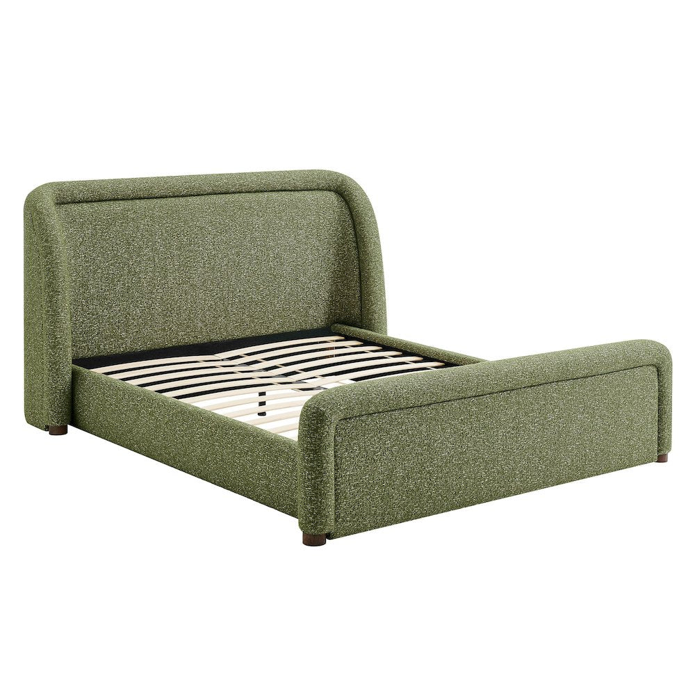 Tasmin Queen Upholstered Fabric Platform Bed - Olive