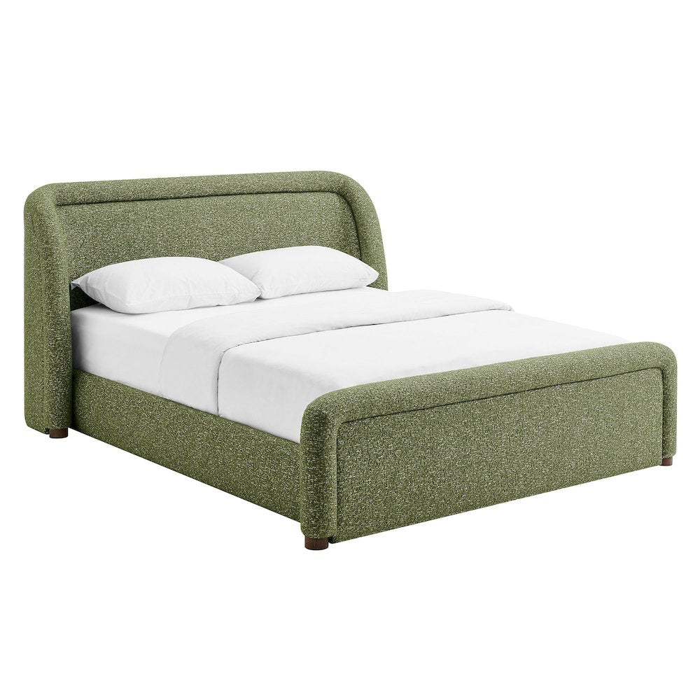 Tasmin Queen Upholstered Fabric Platform Bed - Olive