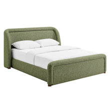 Tasmin Queen Upholstered Fabric Platform Bed - Olive