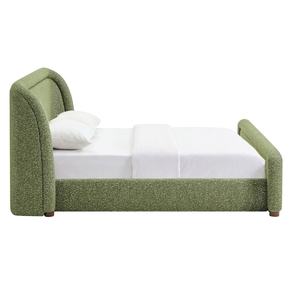 Tasmin Queen Upholstered Fabric Platform Bed - Olive