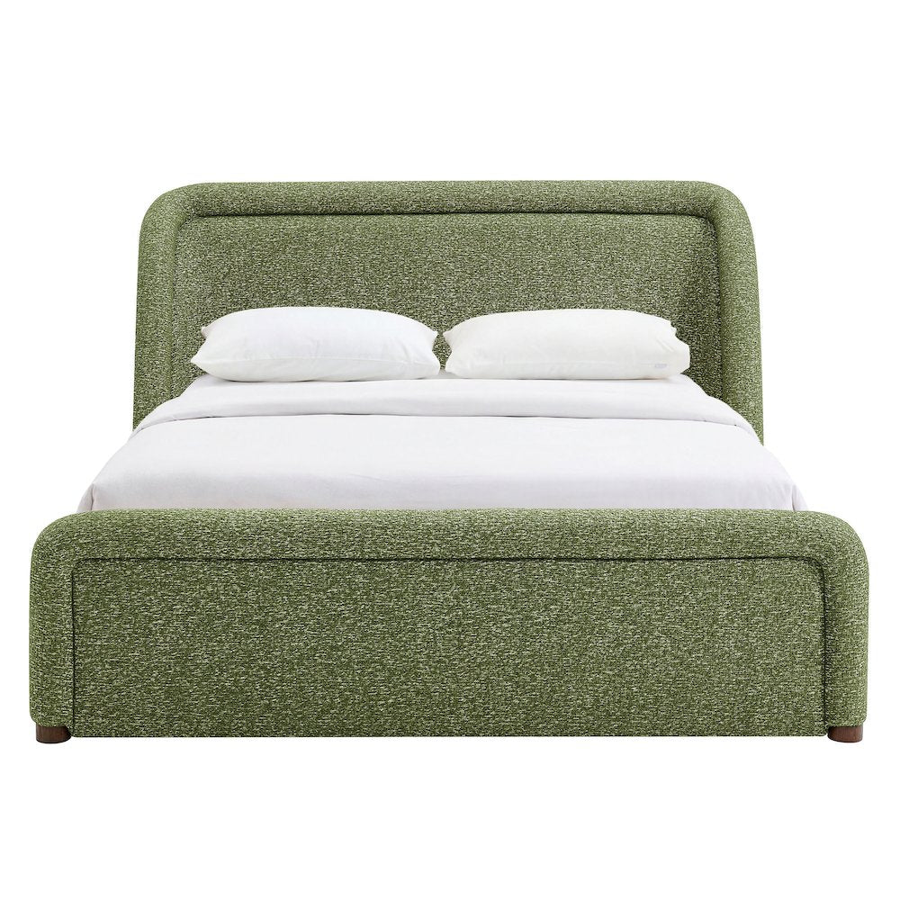 Tasmin Queen Upholstered Fabric Platform Bed - Olive