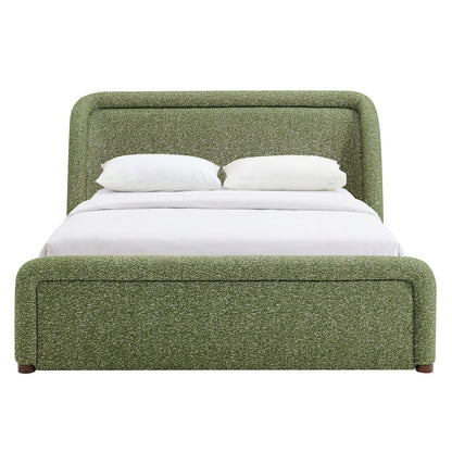 Tasmin Queen Upholstered Fabric Platform Bed - Olive