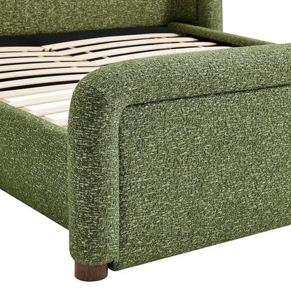 Tasmin Queen Upholstered Fabric Platform Bed - Olive