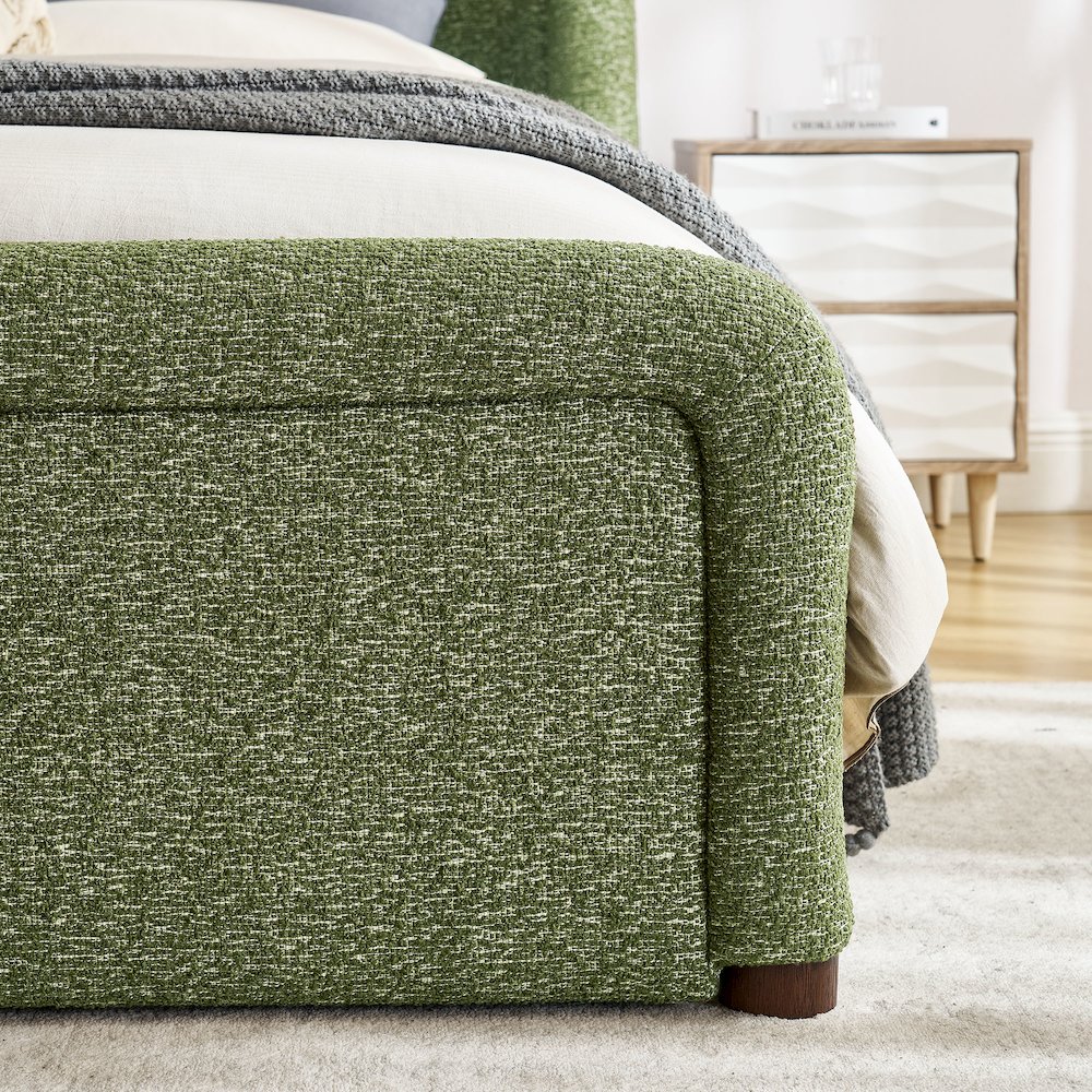 Tasmin Queen Upholstered Fabric Platform Bed - Olive
